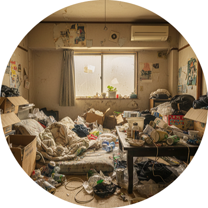 散らかった部屋の掃除